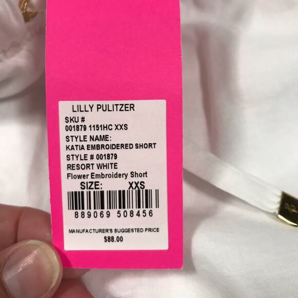 New Lilly Pulitzer Katia Embroidered Womens 5" Short White Pink Summer Boho Vaca - Picture 8 of 12